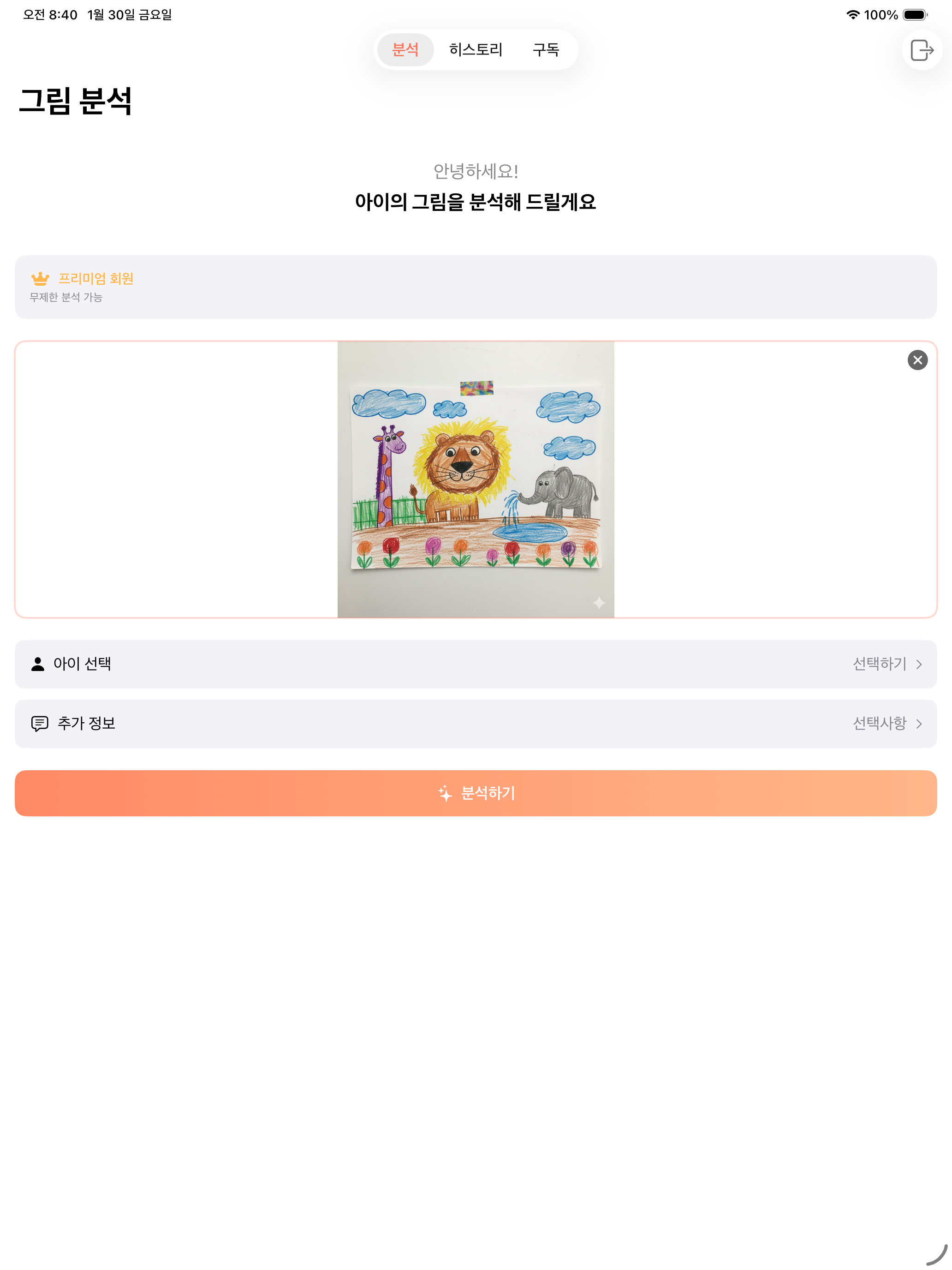 그림 분석 화면